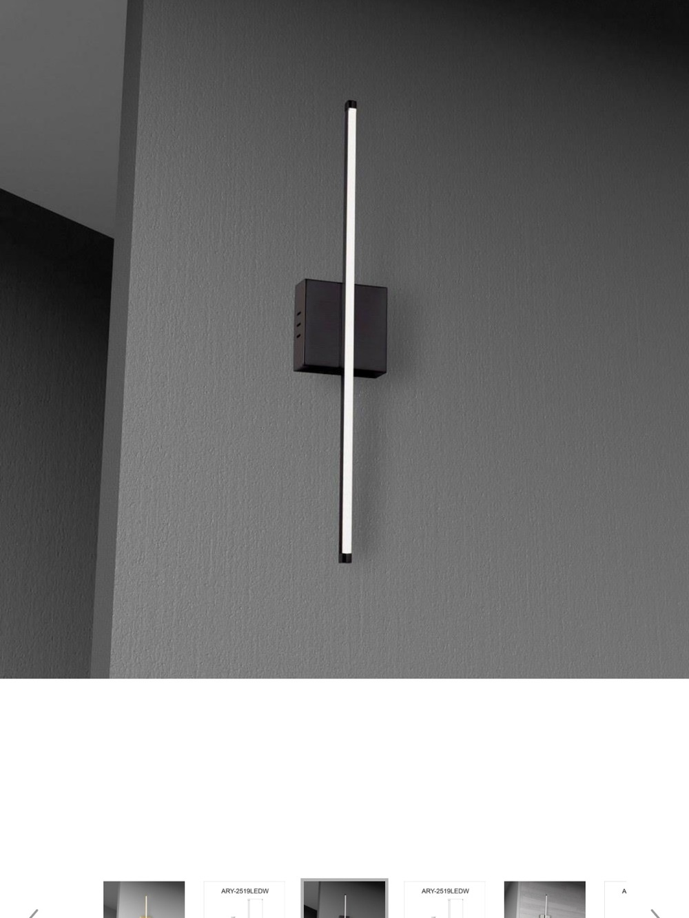 Modern Black LED Wall Sconce - Slim Vertical Design Dainolite ARY 2519 LED